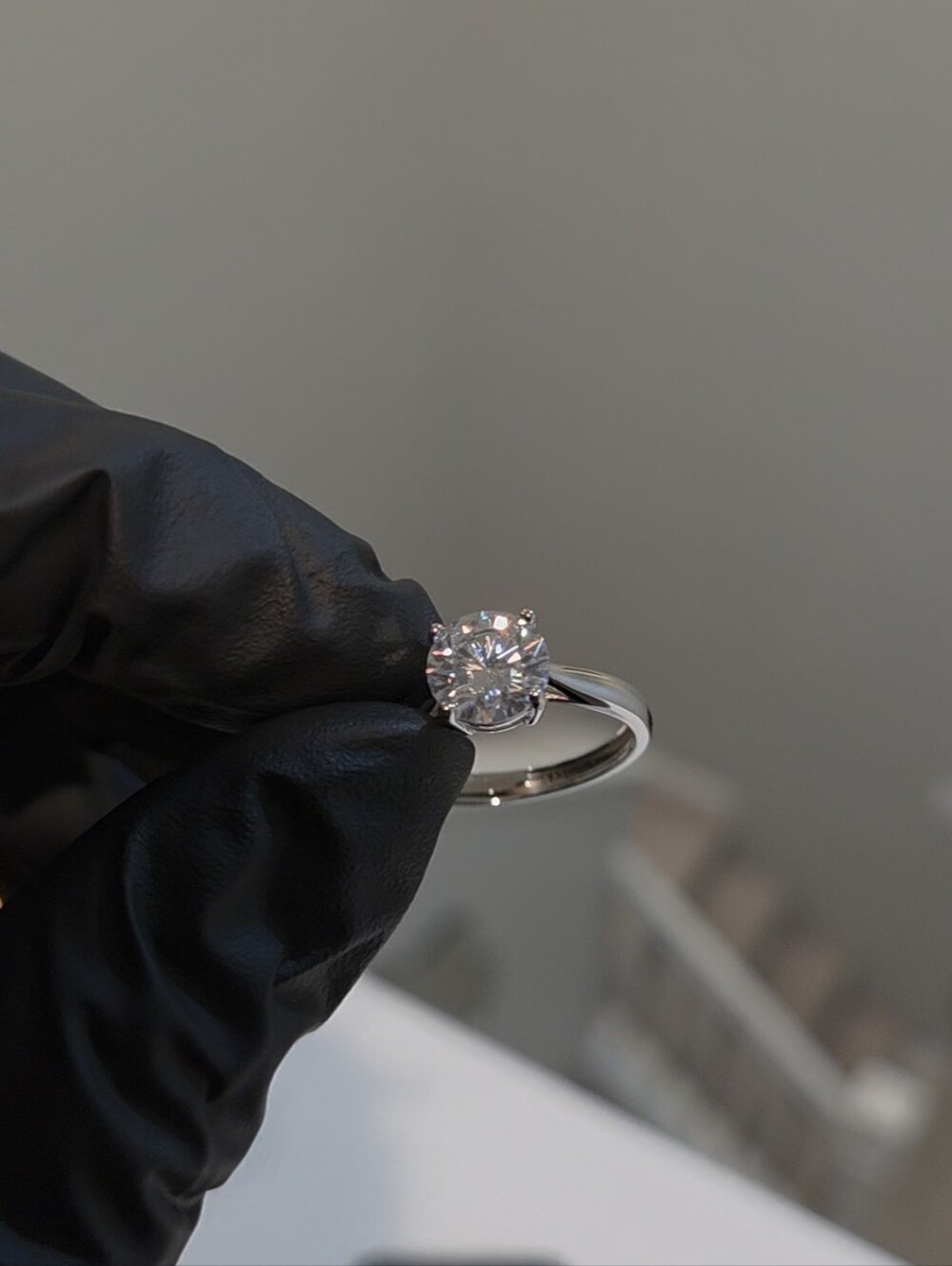 GRA Moissanite Engagement Ring 2.00 Carat Round Cut VVS1 EF